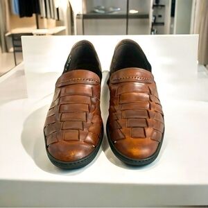 Men’s Shoes Hand Crafted BRAGANO Italian Brown Leather Straps Sandals Slipons